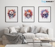 Boho skull design bundle, 6 png files, Boho art Product Image 2
