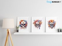 Boho skull design bundle, 6 png files, Boho art Product Image 3