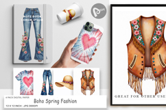 Boho Spring Fashion 70s Digital Paper Product Image 1