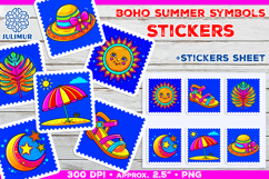 Boho Summer Essentials Symbols. Minimalist PNG Stickers Product Image 1