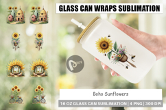 Glass Can Boho Sunflowers Product Image 1
