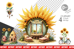 Boho Sunflowers Clipart Product Image 1