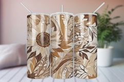 Seamless Boho Sunflower &amp; Branches Tumbler Wrap Product Image 1