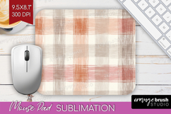 Boho Plaid Mouse Pad Sublimation - Beige Tartan Mousepad PNG Product Image 1