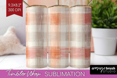 Boho Plaid Tumbler Wrap - Beige Tartan Tumbler PNG Product Image 1