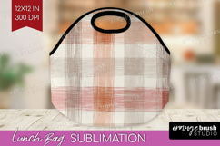 Boho Plaid Lunch Bag - Beige Tartan Lunch Bug PNG Product Image 1