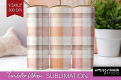 Boho Plaid Tumbler Wrap - Beige Tartan Tumbler PNG Product Image 1