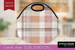 Boho Plaid Lunch Bag - Beige Tartan Lunch Bug PNG Product Image 1