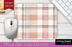 Boho Plaid Mouse Pad Sublimation - Beige Tartan Mousepad PNG Product Image 1
