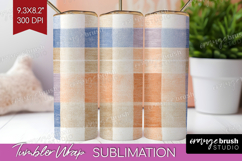 Boho Plaid Tumbler Wrap - Beige Tartan Tumbler PNG Product Image 1