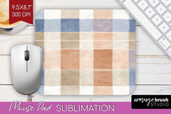 Boho Plaid Mouse Pad Sublimation - Beige Tartan Mousepad PNG Product Image 1