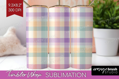 Boho Plaid Tumbler Wrap - Beige Tartan Tumbler PNG Product Image 1