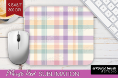 Boho Plaid Mouse Pad Sublimation - Beige Tartan Mousepad PNG Product Image 1