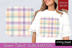 Boho Plaid Square Tshirt Background - Beige Tartan PNG Product Image 1