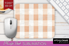 Boho Plaid Mouse Pad Sublimation - Beige Tartan Mousepad PNG Product Image 1