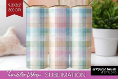 Boho Plaid Tumbler Wrap - Beige Tartan Tumbler PNG Product Image 1