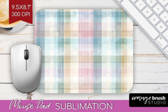 Boho Plaid Mouse Pad Sublimation - Beige Tartan Mousepad PNG Product Image 1