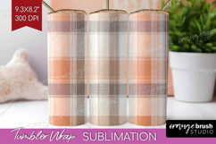 Boho Plaid Tumbler Wrap - Beige Tartan Tumbler PNG Product Image 1
