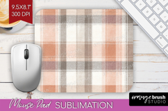 Boho Plaid Mouse Pad Sublimation - Beige Tartan Mousepad PNG Product Image 1