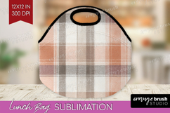 Boho Plaid Lunch Bag - Beige Tartan Lunch Bug PNG Product Image 1