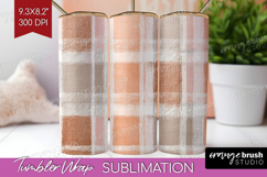 Boho Plaid Tumbler Wrap - Beige Tartan Tumbler PNG Product Image 1