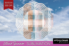 Boho Plaid Wind Spinner Sublimation PNG - Beige Tartan Round Product Image 1