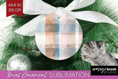 Boho Plaid Ornament PNG - Beige Tartan PNG Sublimation Product Image 1