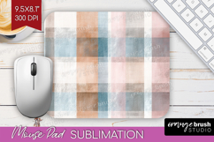 Boho Plaid Mouse Pad Sublimation - Beige Tartan Mousepad PNG Product Image 1