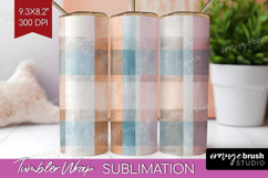 Boho Plaid Tumbler Wrap - Beige Tartan Tumbler PNG Product Image 1