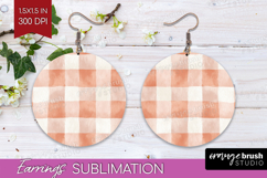 Boho Plaid Round Earrings - Beige Tartan PNG Sublimation Product Image 1