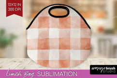 Boho Plaid Lunch Bag - Beige Tartan Lunch Bug PNG Product Image 1