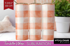 Boho Plaid Tumbler Wrap - Beige Tartan Tumbler PNG Product Image 1