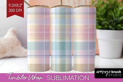 Boho Plaid Tumbler Wrap - Beige Tartan Tumbler PNG Product Image 1