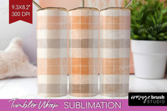 Boho Plaid Tumbler Wrap - Beige Tartan Tumbler PNG Product Image 1