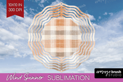 Boho Plaid Wind Spinner Sublimation PNG - Beige Tartan Round Product Image 1