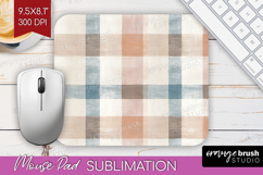 Boho Plaid Mouse Pad Sublimation - Beige Tartan Mousepad PNG Product Image 1