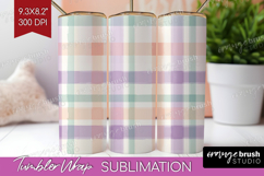 Boho Plaid Tumbler Wrap - Beige Tartan Tumbler PNG Product Image 1