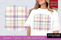 Boho Plaid Square Tshirt Background - Beige Tartan PNG Product Image 1