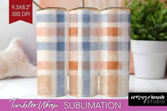 Boho Plaid Tumbler Wrap - Beige Tartan Tumbler PNG Product Image 1