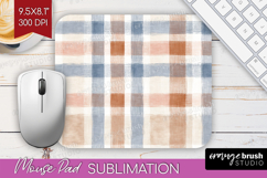 Boho Plaid Mouse Pad Sublimation - Beige Tartan Mousepad PNG Product Image 1