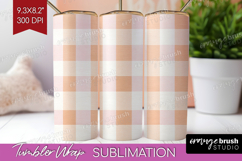 Boho Plaid Tumbler Wrap - Beige Tartan Tumbler PNG Product Image 1
