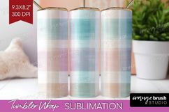 Boho Plaid Tumbler Wrap - Beige Tartan Tumbler PNG Product Image 1