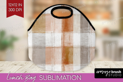 Boho Plaid Lunch Bag - Beige Tartan Lunch Bug PNG Product Image 1