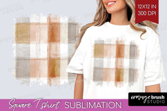 Boho Plaid Square Tshirt Background - Beige Tartan PNG Product Image 1