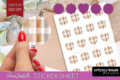Boho Plaid Round Sticker - Beige Tartan Printable Sticker Product Image 1