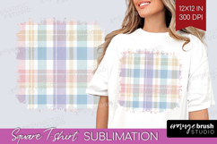 Boho Plaid Square Tshirt Background - Beige Tartan PNG Product Image 1