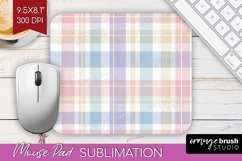 Boho Plaid Mouse Pad Sublimation - Beige Tartan Mousepad PNG Product Image 1