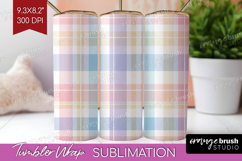 Boho Plaid Tumbler Wrap - Beige Tartan Tumbler PNG Product Image 1