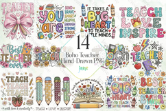 Boho Teacher Hand Drawn Png Clipart Product Image 1