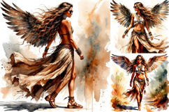 Boho Tribal Angel Girl Clipart Set Product Image 2